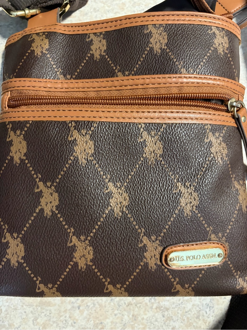 U.S. Polo Assn. Brown and Tan Signature Crossbody Messenger